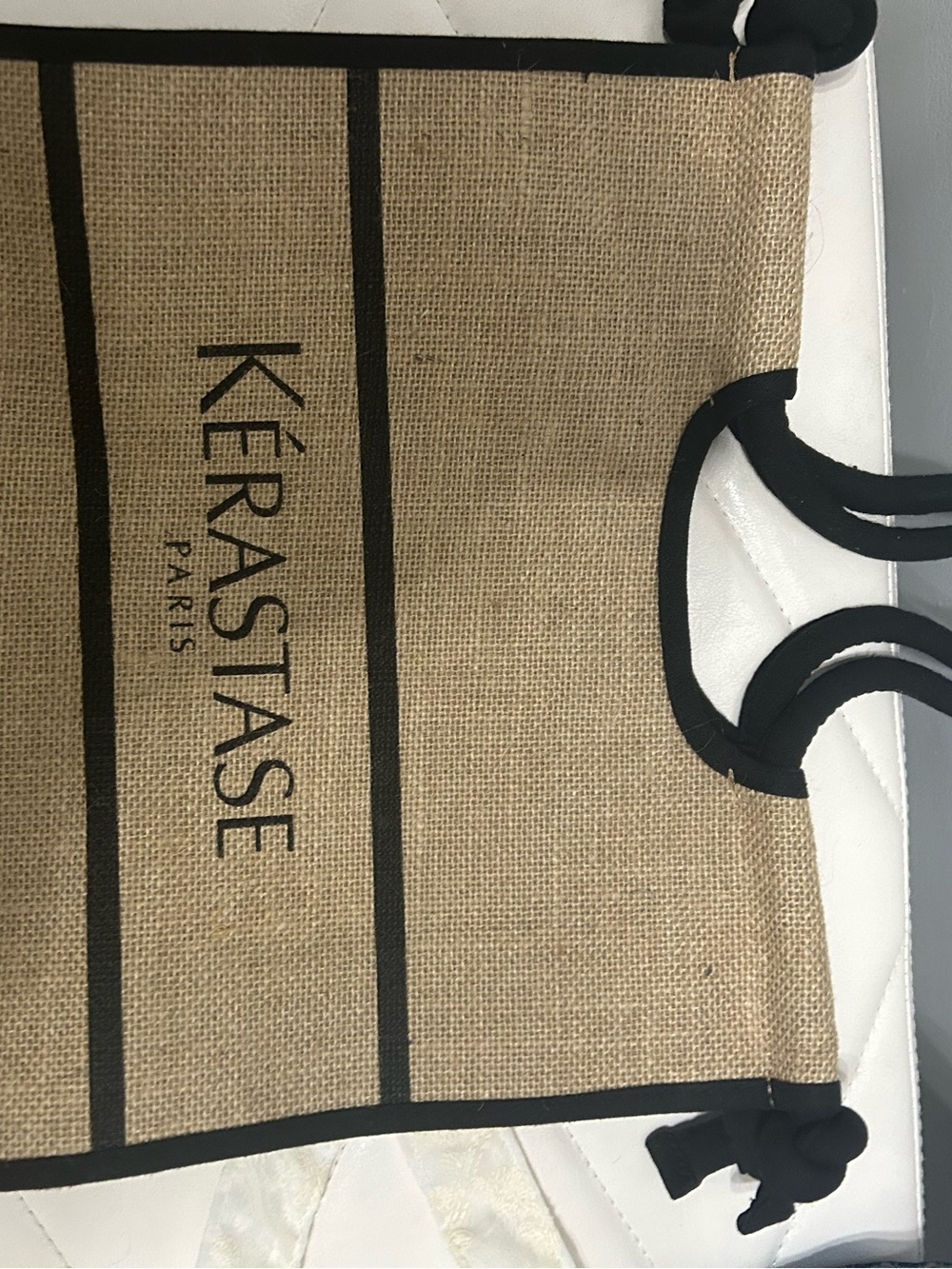 Men's Jute Tote Bag in Natural Brown with Black Trim